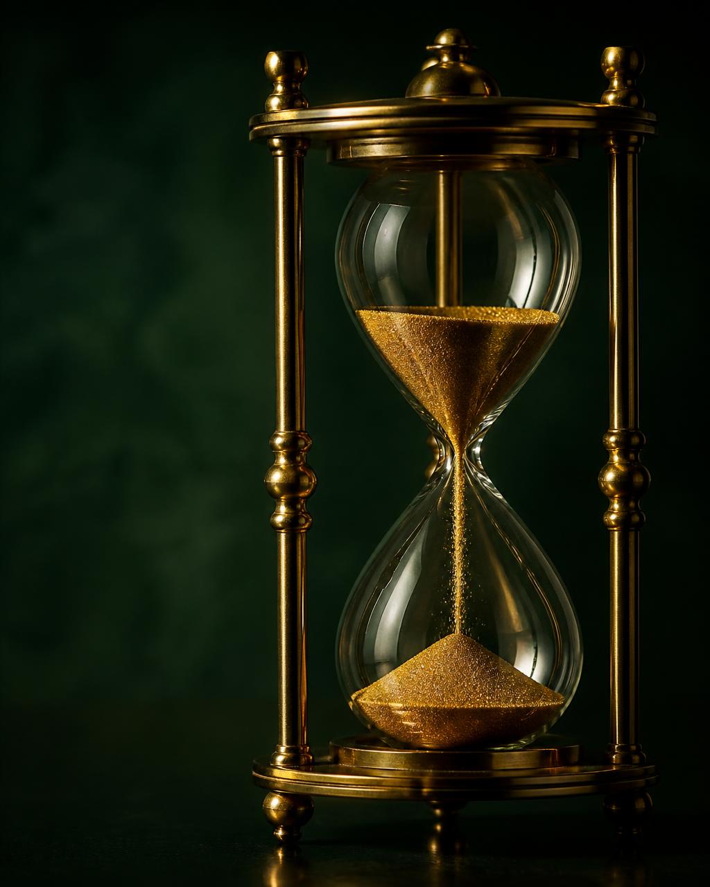 An hourglass with running sand