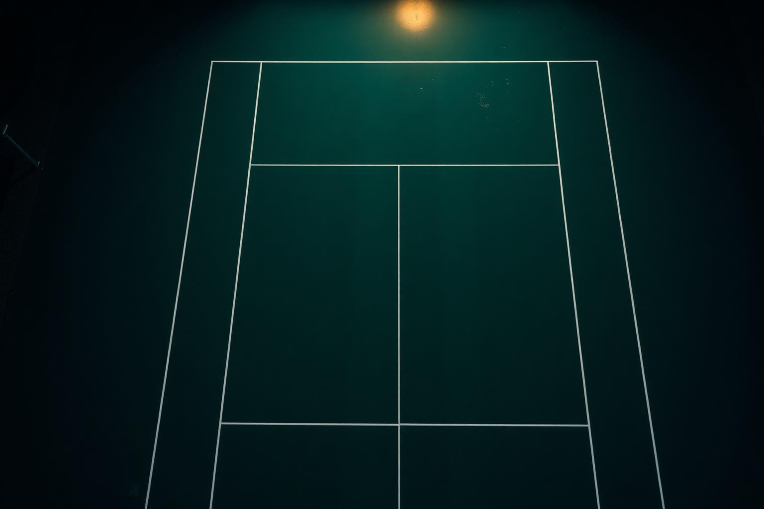 A padel court from above at night